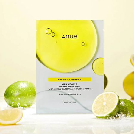 Осветляющая тканевая маска с зелёным лимоном Anua Vitamin C Blemish Serum Mask 25мл